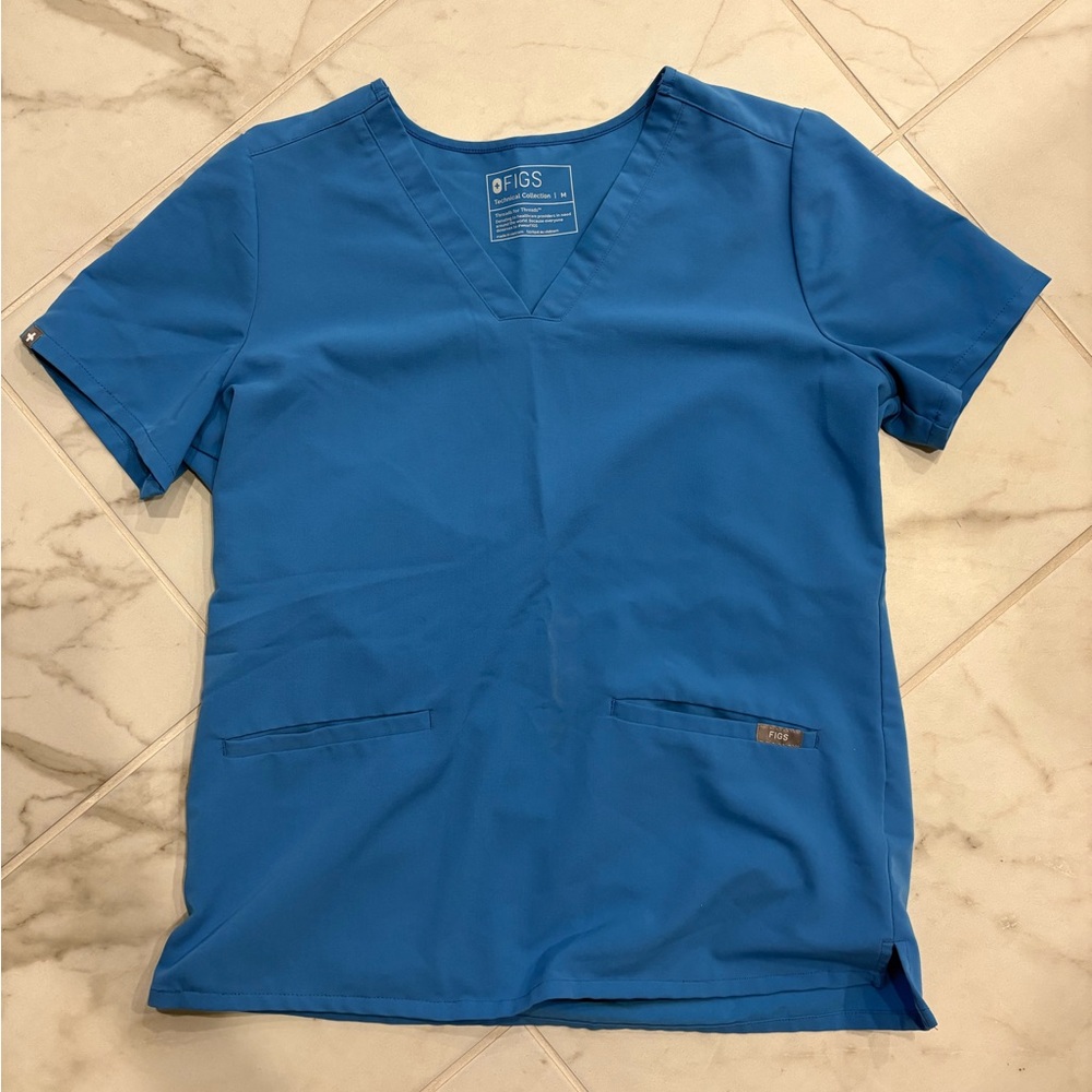 Figs Ceil Blue Women Scrub Top